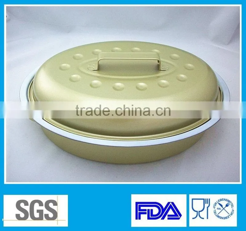 Carbon steel gold fashionable ceramic coating roaster pan