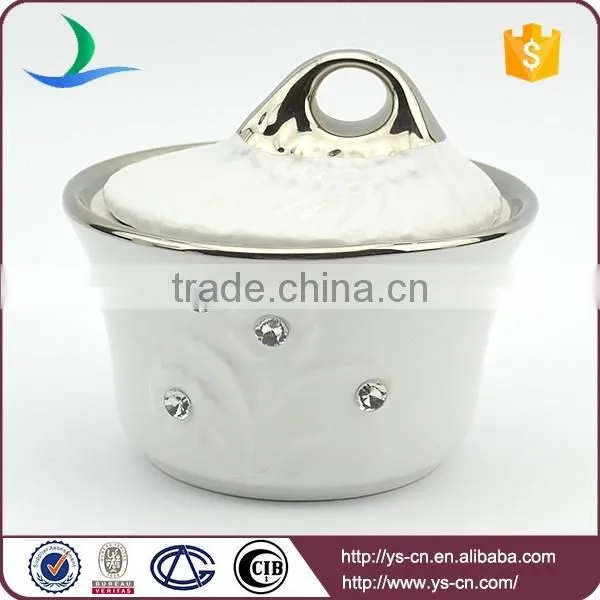 Diamante silver plated ceramic chinese tea set