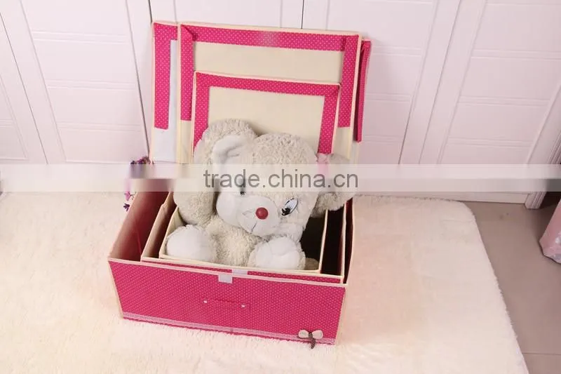 N494 Household Non Woven Box Foldable Bowknot Polka Dot Storage box