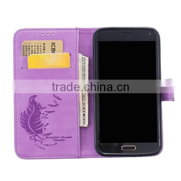 Embossed leather phone case,PU leather phone shell,flip foldable case for Samsung s5