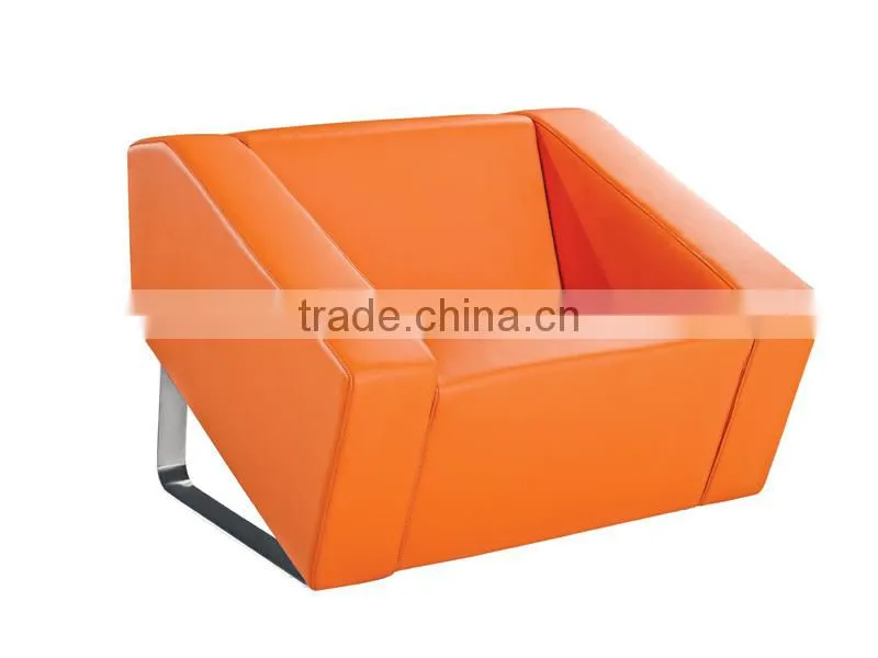 yellow / orange leather sectional sofa set
