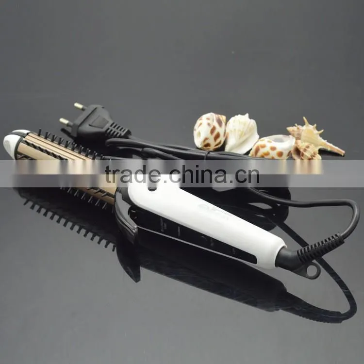 Hot selling hair salon equip hair straightening and curling iron brush with curler