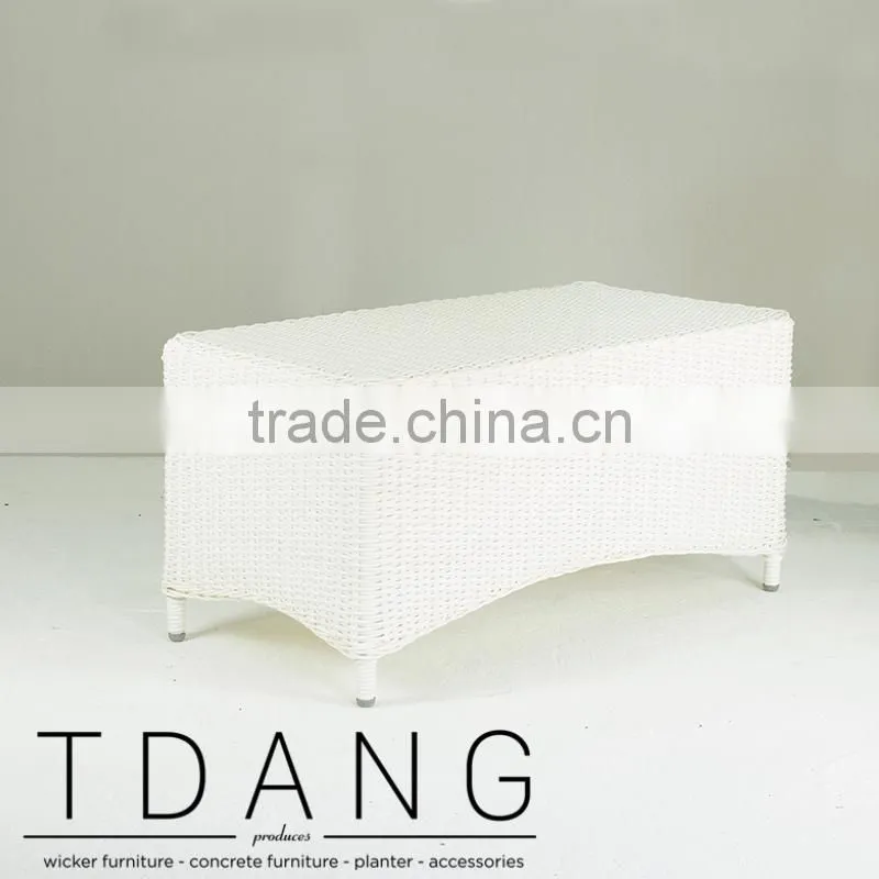 Valencia White Wicker Table - Outdoor Rattan Coffee Table
