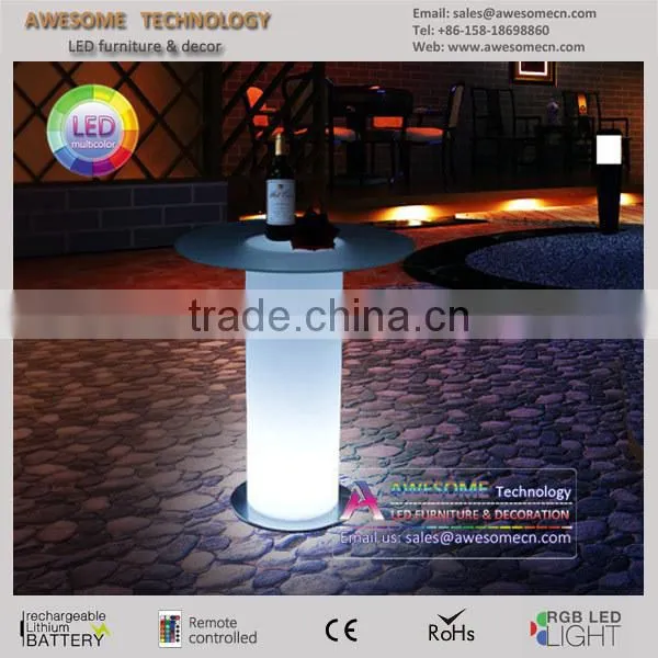 innovative led liquor table, bar drinking table with glass top