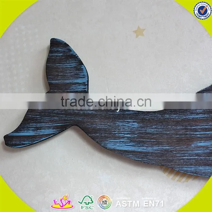 2017 New design home decoration wooden wall decor top fashion whale shape wooden wall decor W09D017