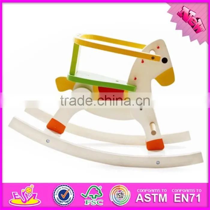 2017 new design children funny wooden ride on horse toy W16D108