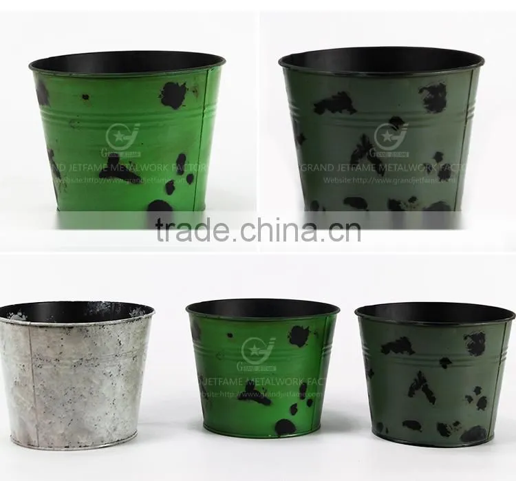 garden iron and zinc powder coated beautiful flower bucket galvanized buckets for flowers