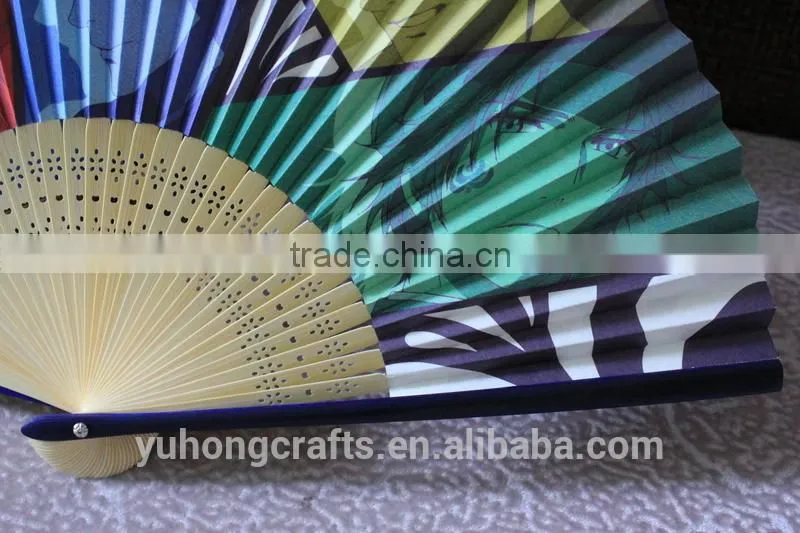 Best selling bamboo paper fan with two sides printing
