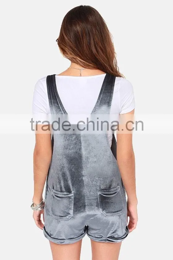 2017 Spring Autumn Sleeveless Sexy Short Ladies Rompers Soft Grey Plain Velvet Jumpsuit For Young Girls Alibaba China