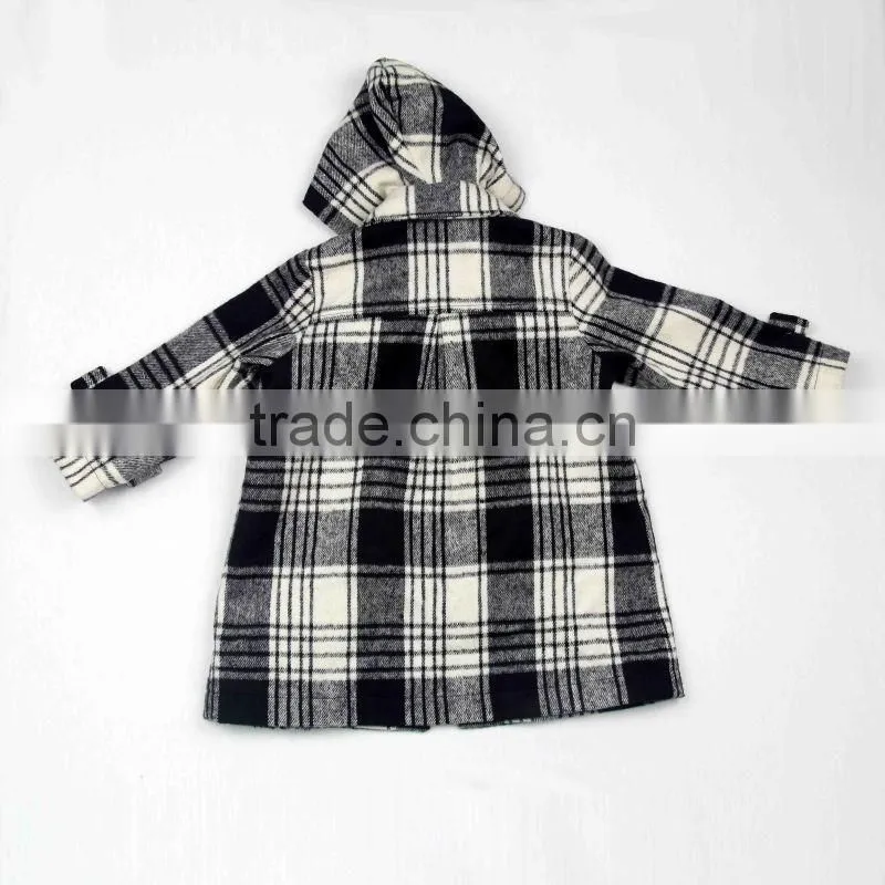 Plaid pure cotton thicken infant wear hooded baby coats