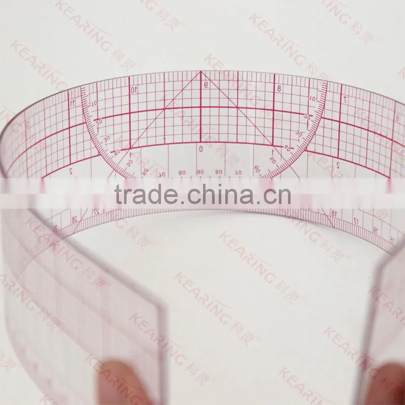 Kearing brand manufacture high quality 45cm&18" straight flexible 1.2mm thickness plastic garment ruler for fashion design#8095
