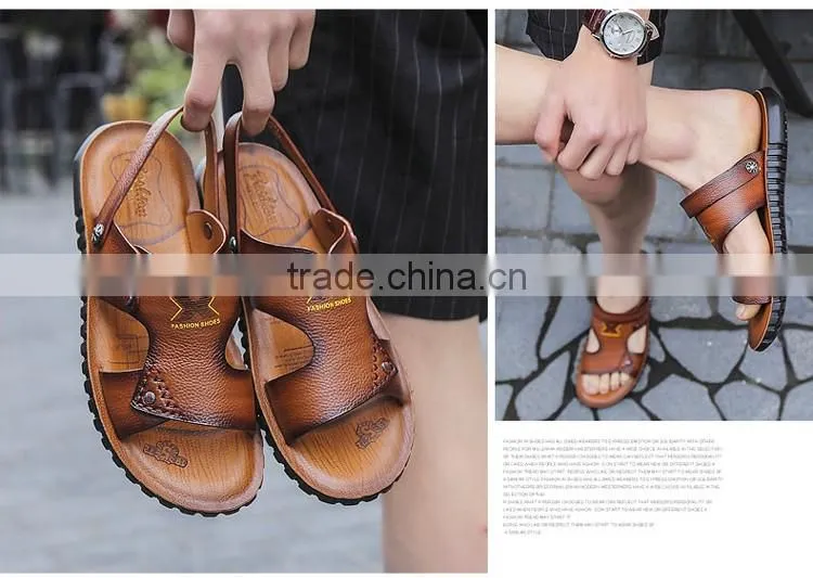 Good quality summer kids leather sandals for boys girls, children beach genuine leather sandals shoes