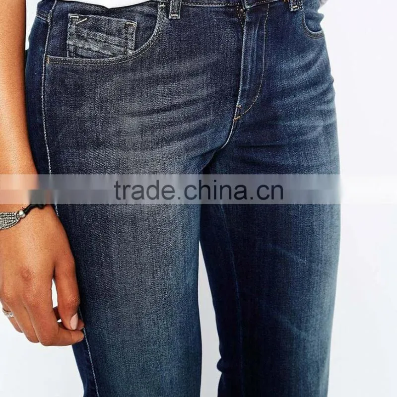 plain straight latest design jeans pants for girl washed custom