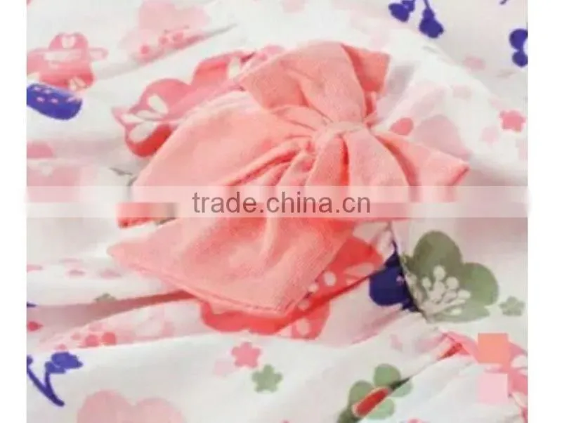 wholesale children frocks designs sleeveless flower baby girls dress with bowknot