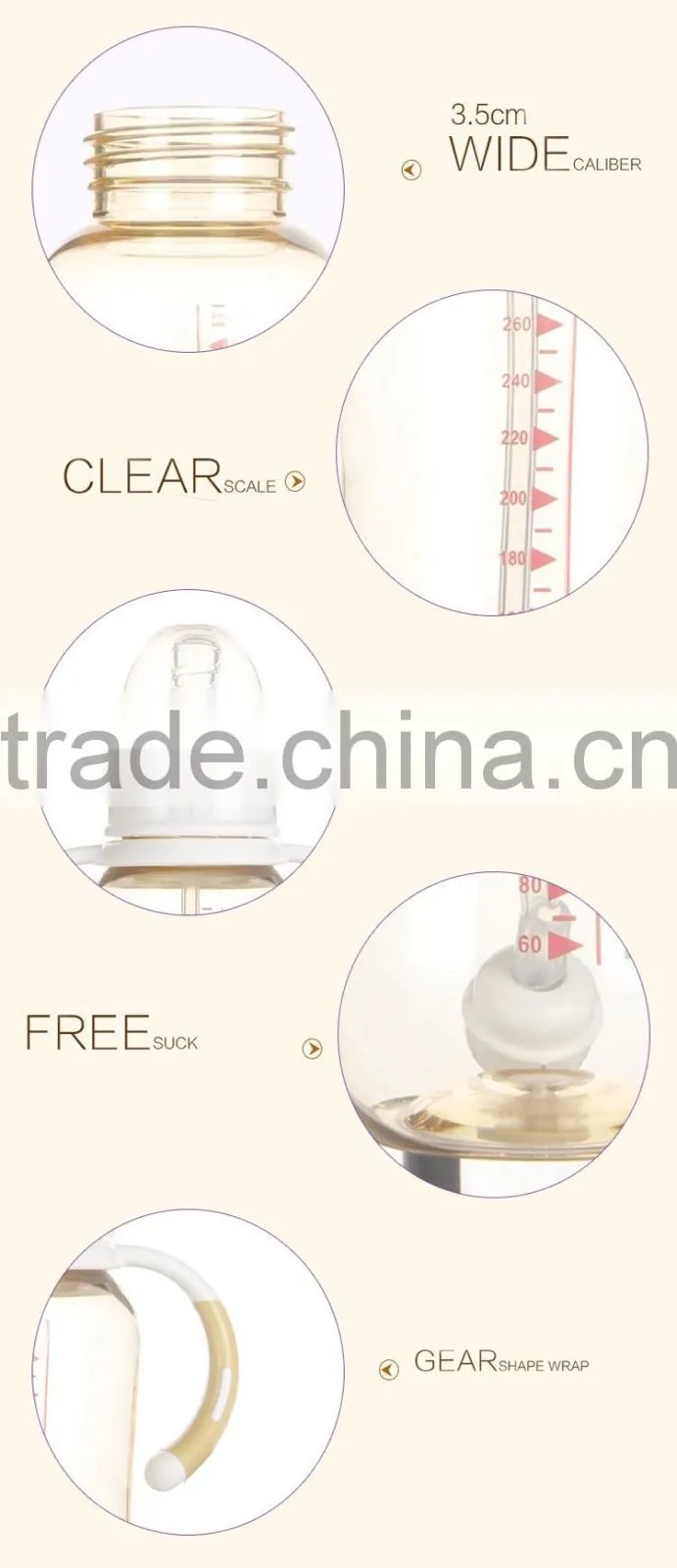 Classic PPSU standard neck baby feeding bottle with handle