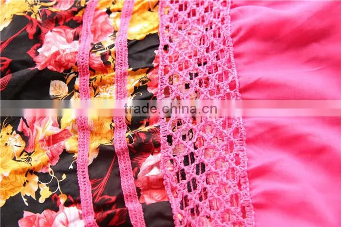 fishtail style big hem designed casual women floral cheap long skirts for sale