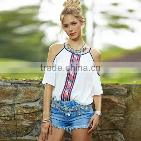 Fashion Ladies Women Off Shoulder Short Sleeves Chiffon Tops Blouse