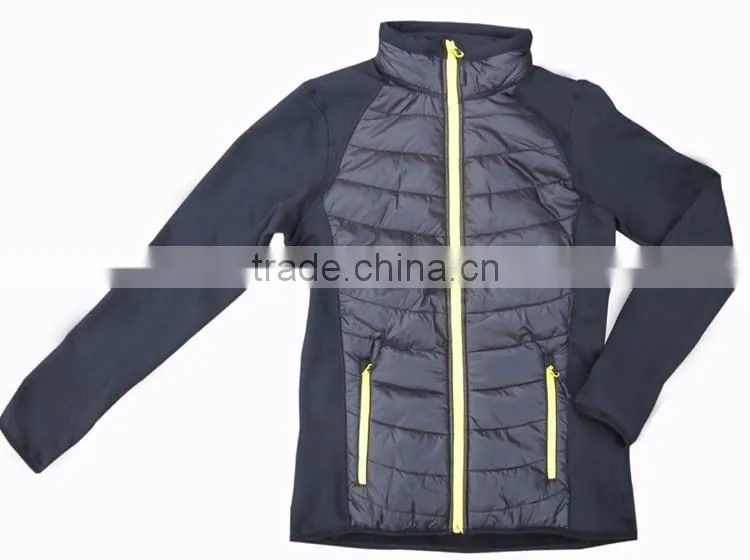 Quilted padded black winter softshell women outdoor jacket 3 layer