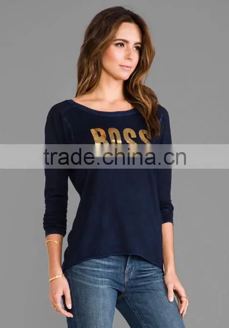 women long tight gold foil printing t-shirts