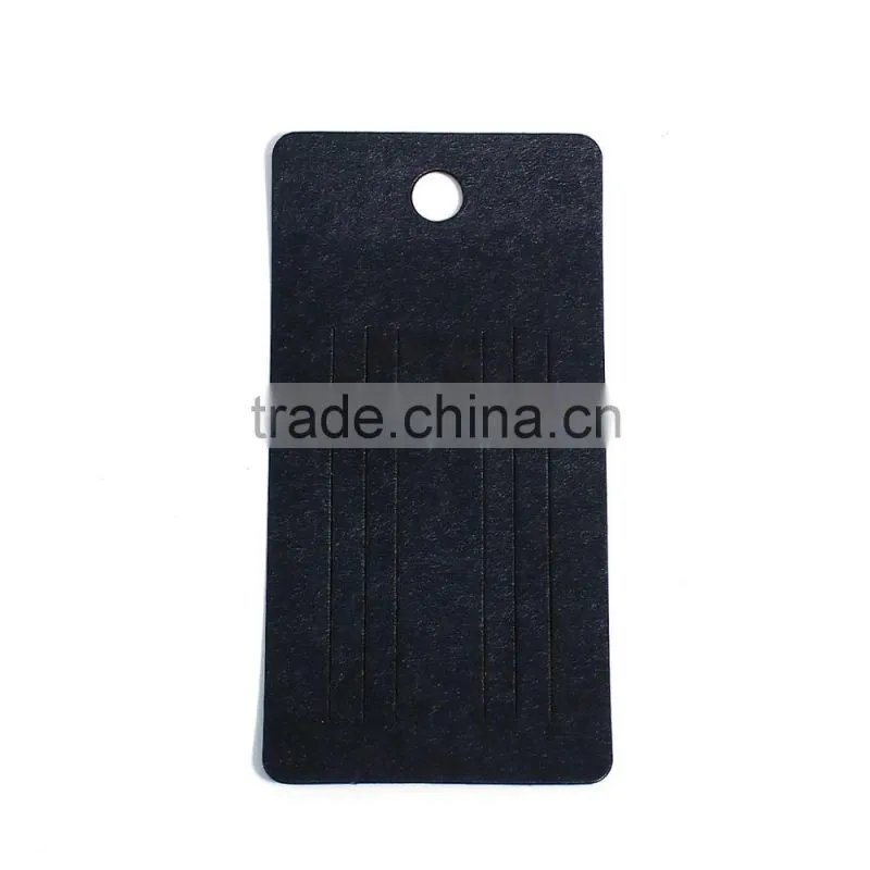Paper Jewelry Display Card Rectangle Black 10cm(3 7/8") x 5cm(2"), 1 Piece