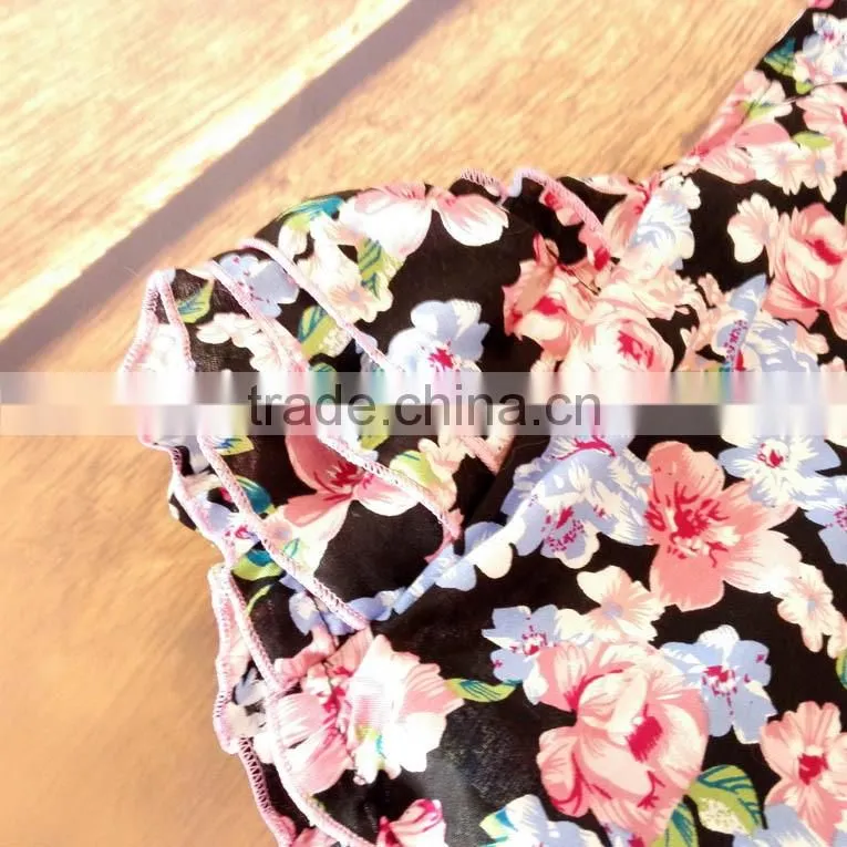 Printing Flower Strap Jumpsuit Infant Ruffles Rompers