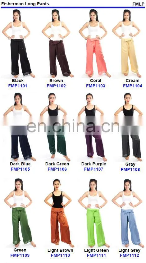 Thai Fisherman Pants Cotton 100% Wrap Unisex Yoga Boho Capri Long Trousers