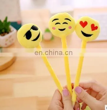 cute Kawaii Plush Ballpoint Pen Creative Cartoon Facial Expression Ball Pen For Kids School Supplies
