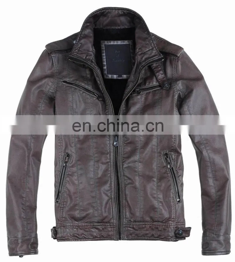 2015 last fashion mens hot selling handsome spring slim leather coat