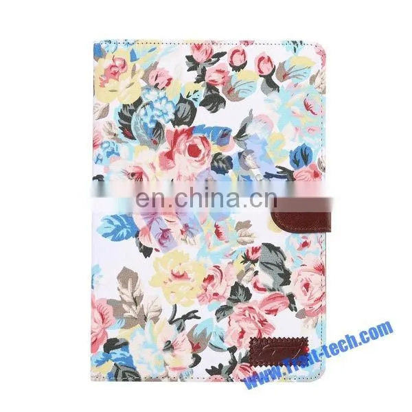Flowers Pattern Cloth Skin Case for iPad, Wallet Style Case for iPad Mini 4,for iPad Mini 4 case