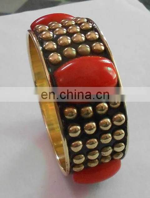Beautiful Studded Brass Bangle Set