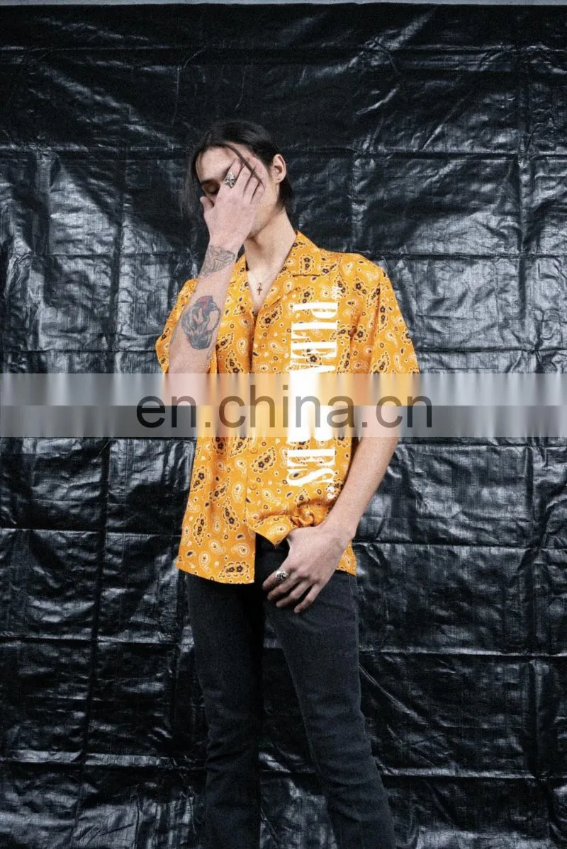 Diznew factory wholesale button up short sleeve shirt custom print mens shirts