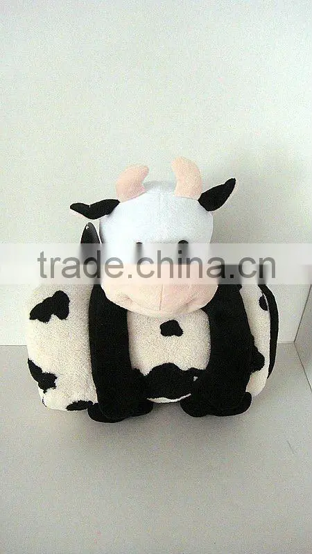 25cm baby plush cow toy with towel