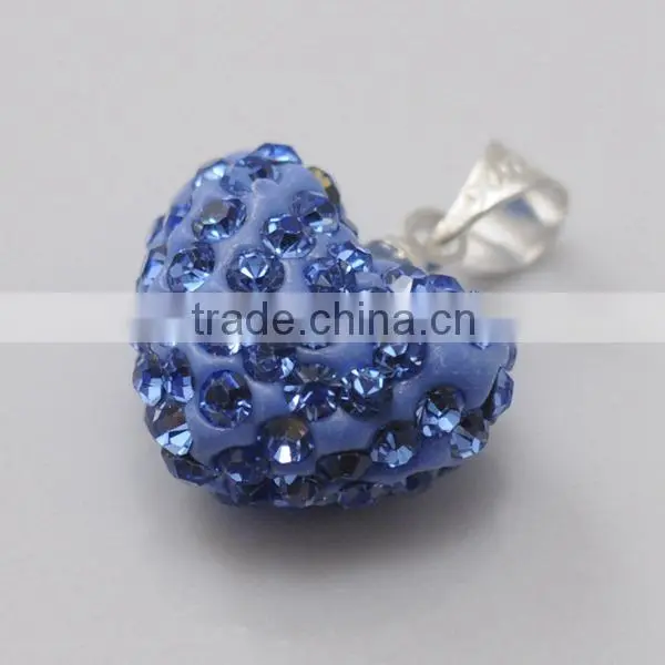 fashion jewelry gift Shamballa Pendant Wholesale Heart Shape New Arrival 15MM Pink Crystal Clay Pendant For DIY Jewelry