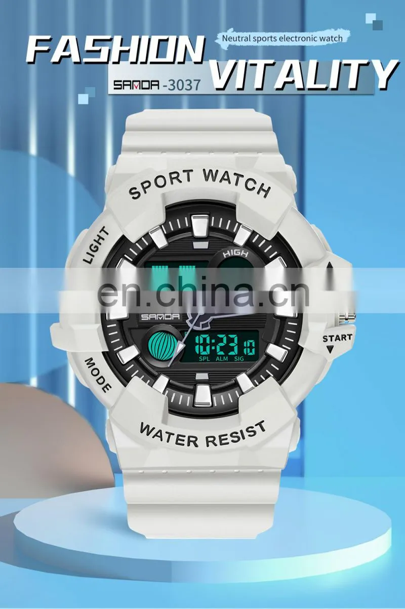 SANDA 3037 Ladies Mens Analog Digital Watches Military Waterproof Clock Casual Watch Women