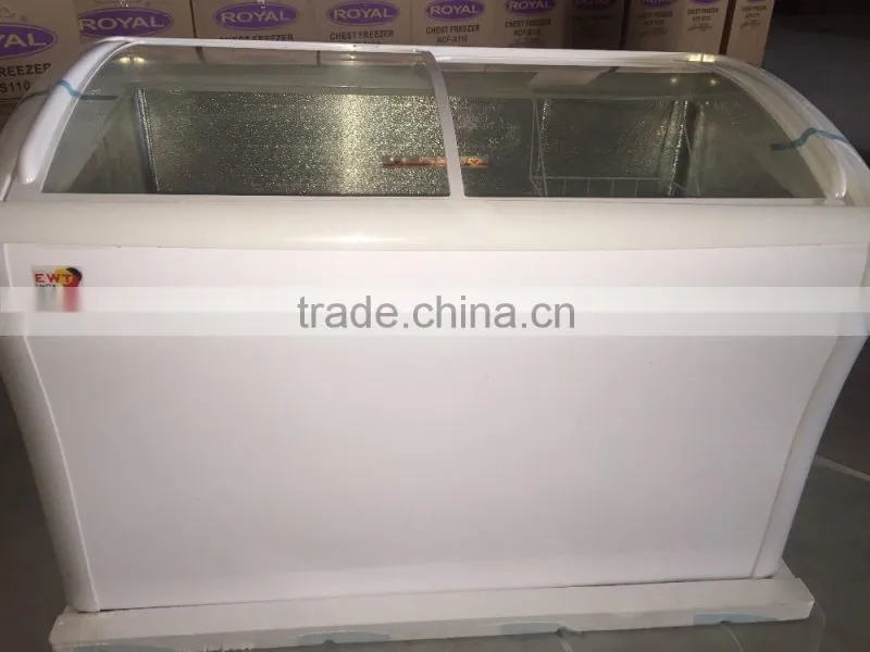 curved glass ice cream freezer display