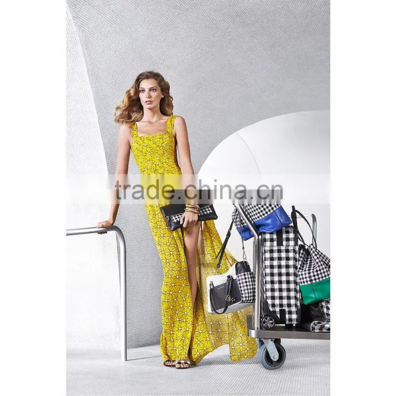 fashion Chiffon printed dress catwalk prom dress lady dress