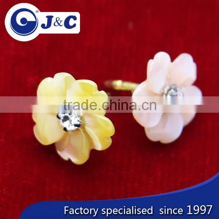 carved customized natural flower sea shell stud,mother of pearl earring