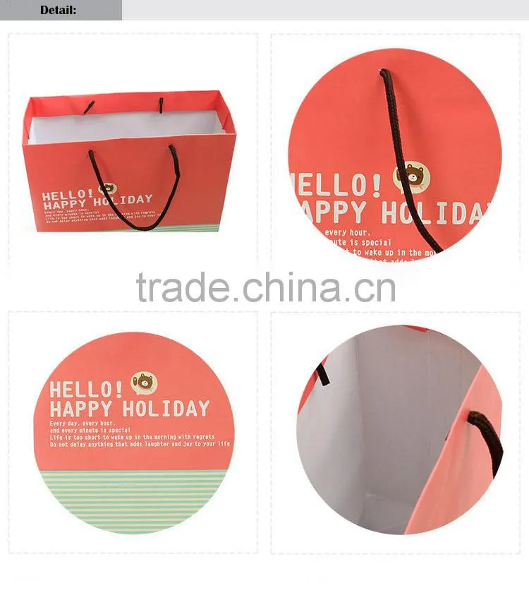 pink and green stripes cute gift paper bag