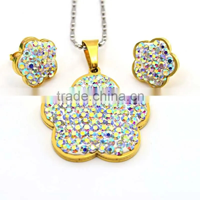 Jewelry Factory Wholesale Women Jewelry Earrings Colored Rhinestone Jewelry Set