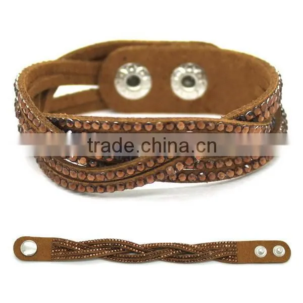 New design rhinestone pu bracelet for woman