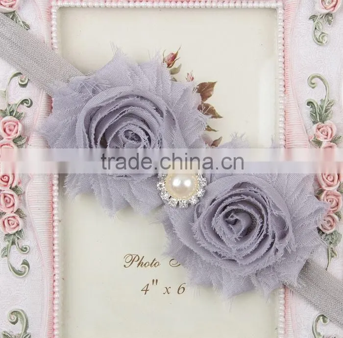 manufactory wholesale baby hair band flower rough selvedge children hair accessory with pear
