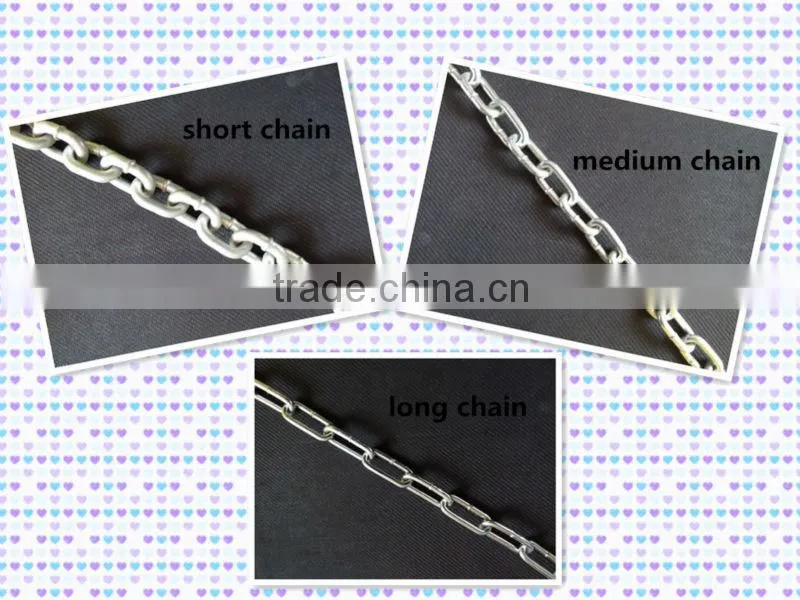 short link welded chain, blue/black plastic spools, zinc plated chain