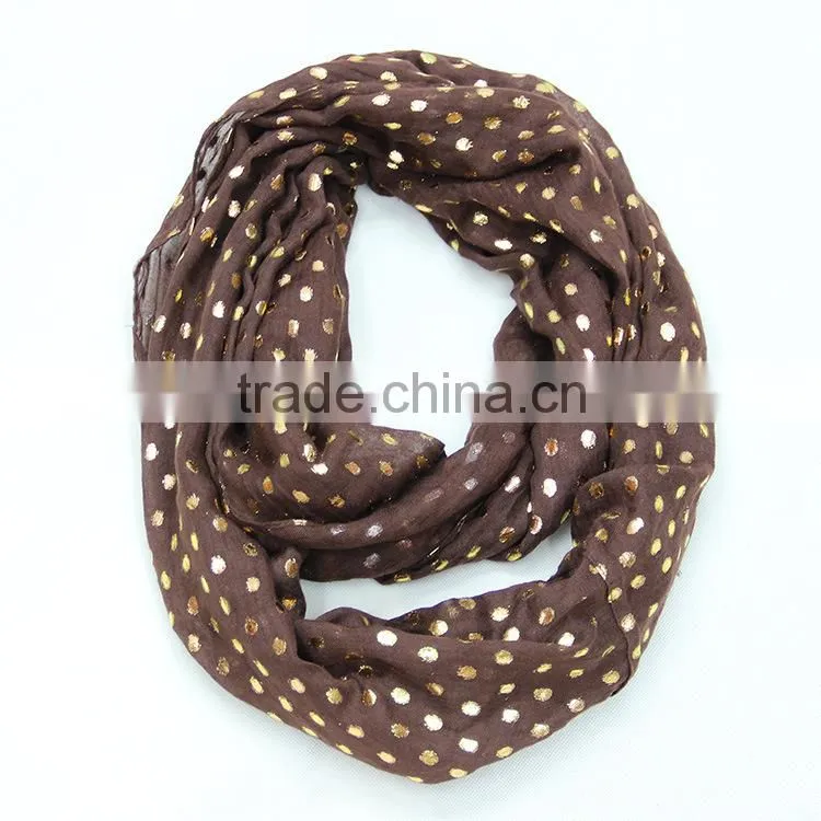 Fashion Women Hijab Shawl Polka Dot Gold Stamping Polyeter Viscose Scarf
