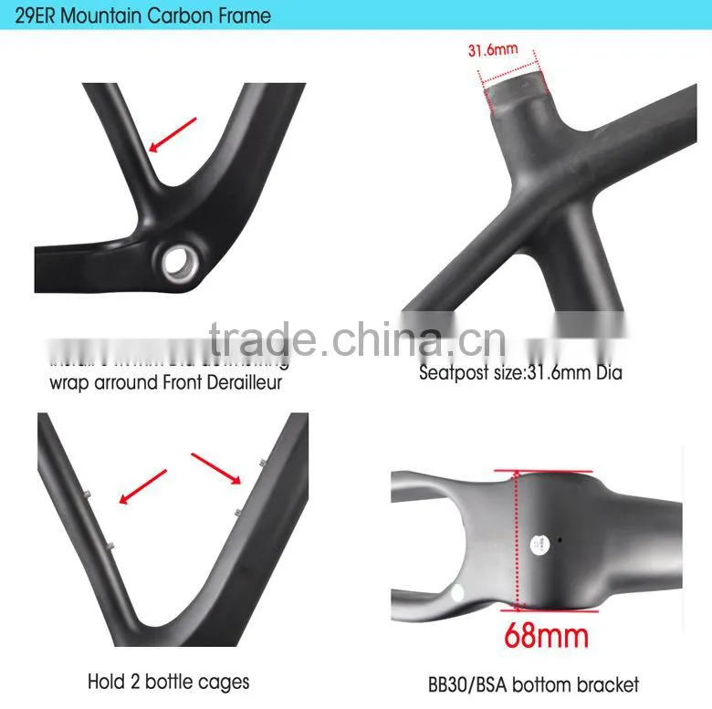 Internal Cable Routing Mountian Bicycle Frame 29er mtb carbon frame 29er