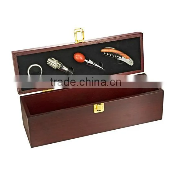 Hot Seller wine set for bar with luxury wooden box,4 in 1 wine set.promotional gift