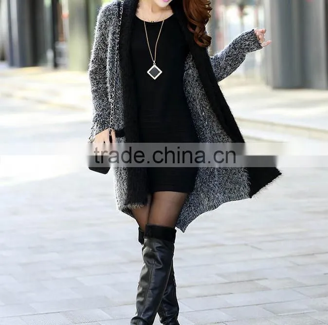 2015 new arrival loose long sleeve high-end woolen/cardigan famale poncho sweater