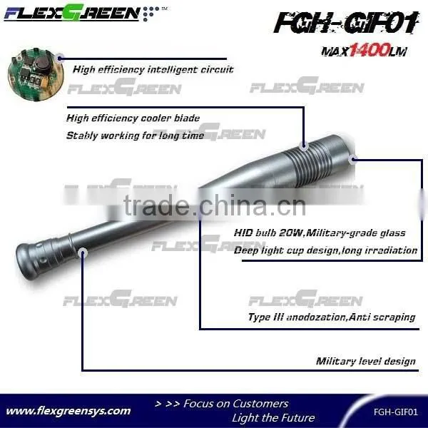 High quality xenon 20W HID rechargeable baton flashlight