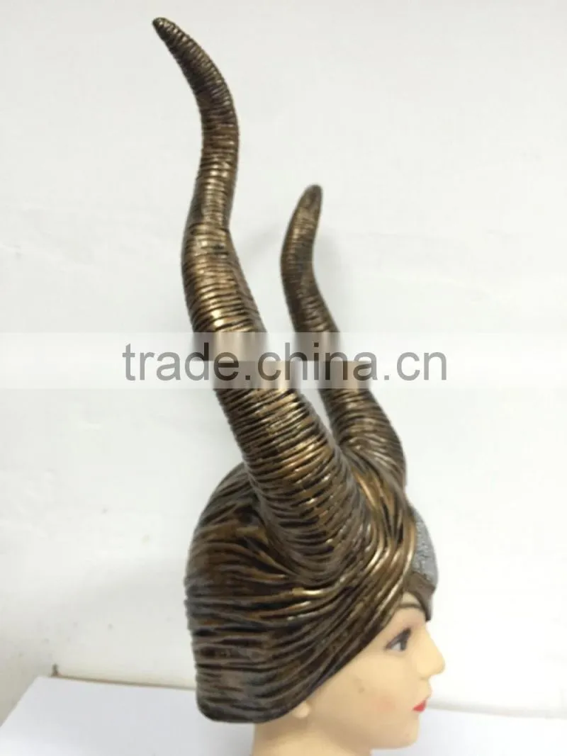 Halloween Party Cosplay dark witch rubber Costume dress Carnival costume Horn Headpiece Helmet Maleficent Hat