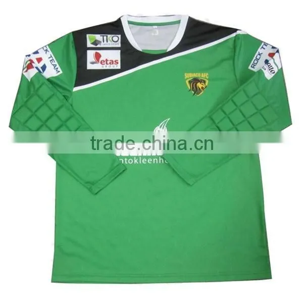 custom sublimation long sleeve soccer goalkeeper jersey with padding