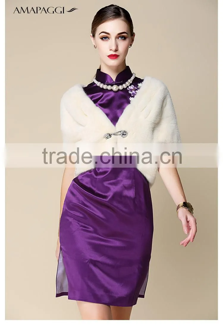 custom white mink fur shawl for girls